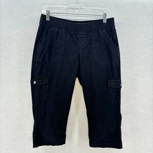 Lee Black Capri Pants size‎ 8P Petites Relaxed Fit Cargo Casual Utility